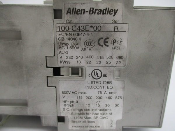 ALLEN BRADLEY 100-C43EJ00 SER. B 24VDC (AS PICTURED) NSNP
