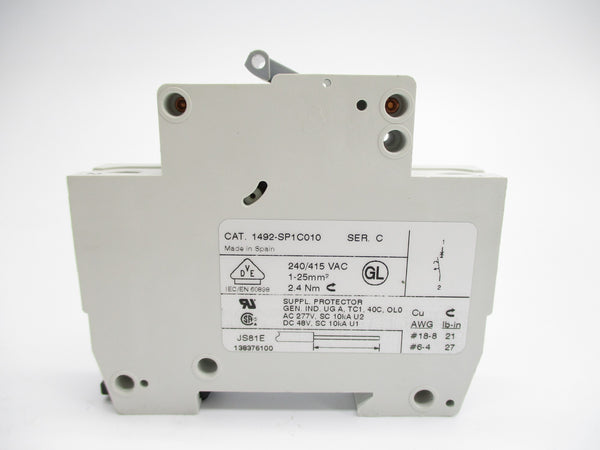 ALLEN BRADLEY 1492-SP1C010 SER. C 1A 240/415VAC (PKG OF 2) NSMP
