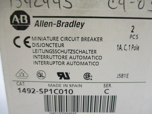 ALLEN BRADLEY 1492-SP1C010 SER. C 1A 240/415VAC (PKG OF 2) NSMP