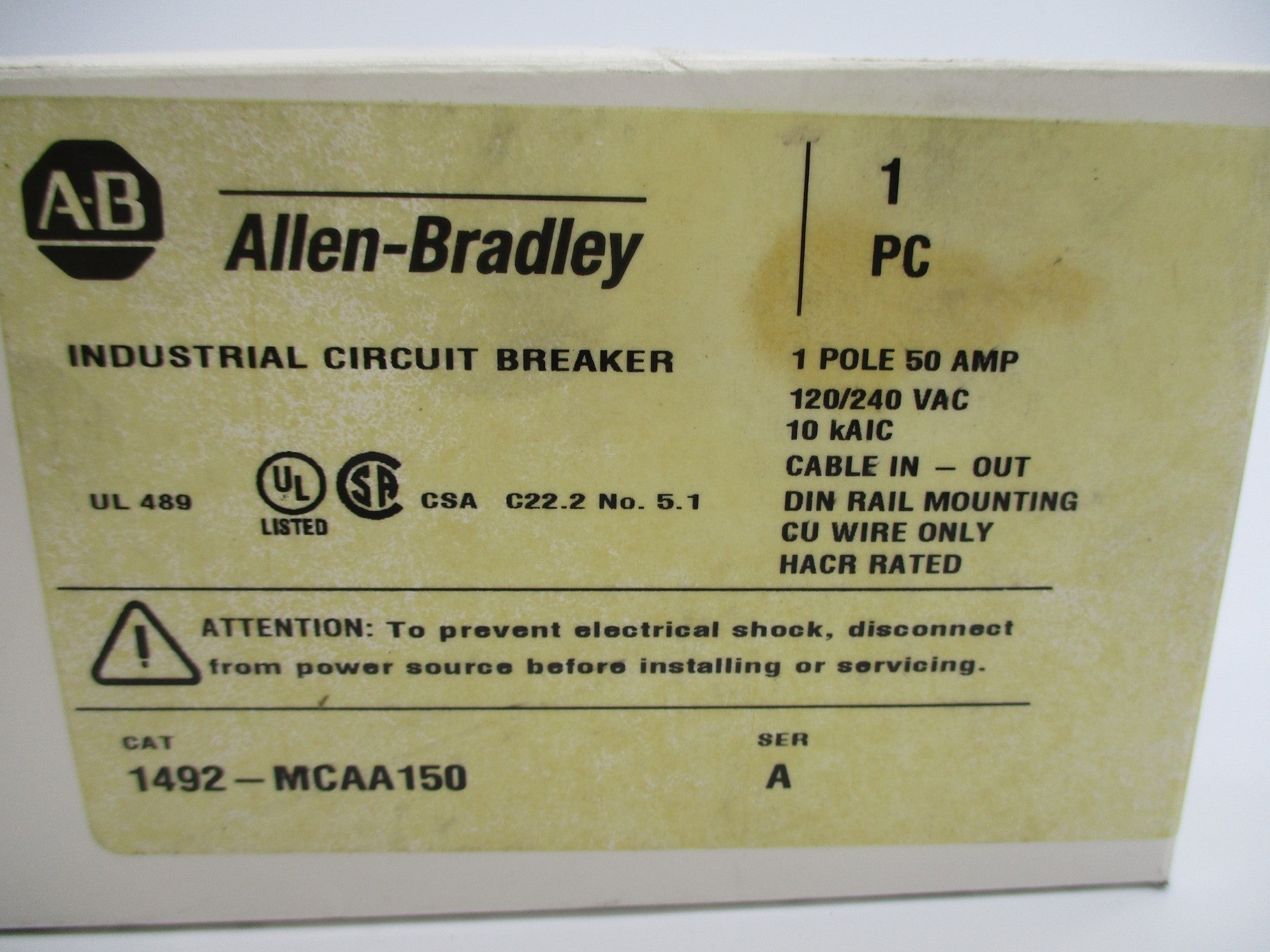 ALLEN BRADLEY 1492-MCAA150 SER. A 50A 120/240VAC NSMP