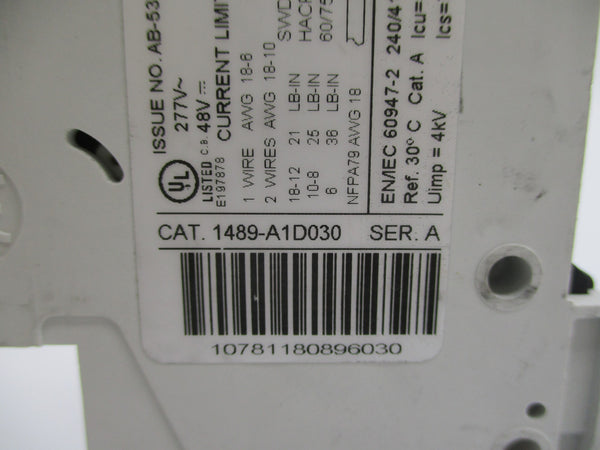 ALLEN BRADLEY 1489-A1D030 SER. A 3A 277V UNMP