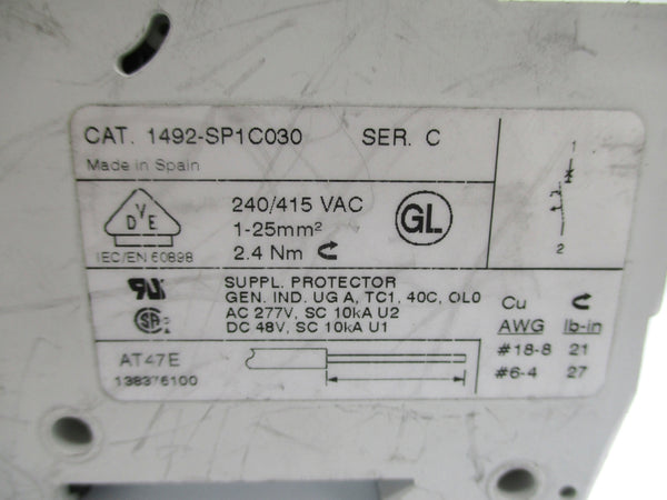 ALLEN BRADLEY 1492-SP1C030 SER. C 240/415VAC 3A UNMP