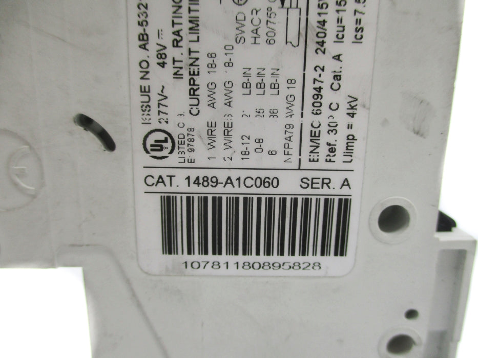 ALLEN BRADLEY 1489-A1C060 SER. A 6A 277V UNMP