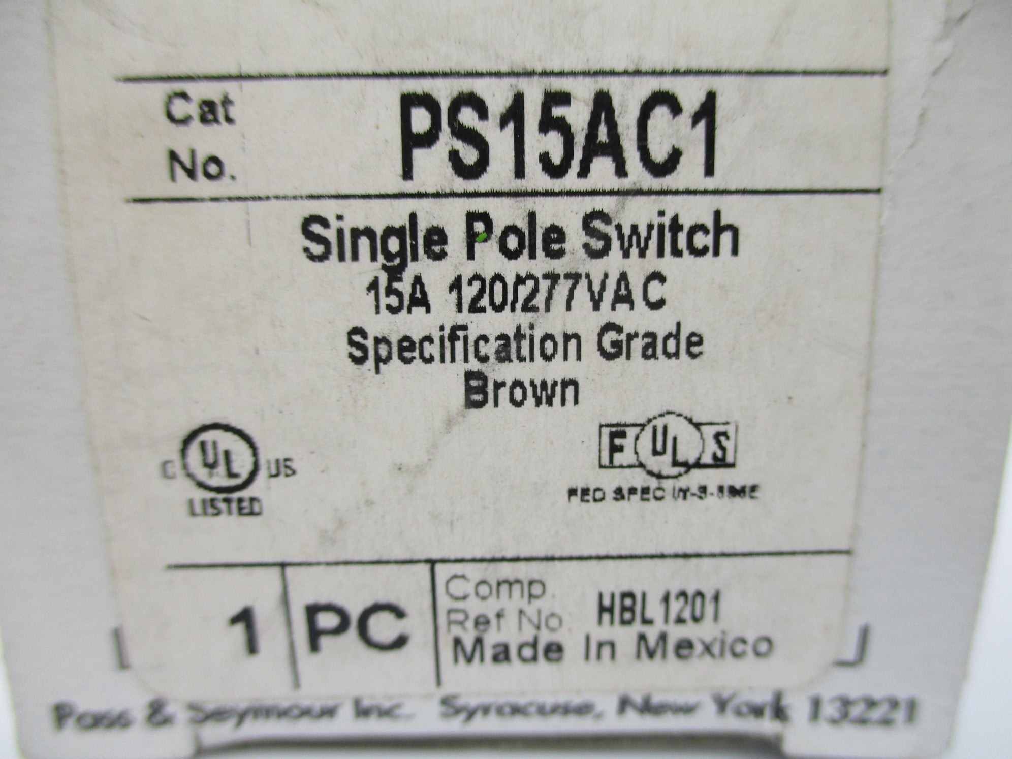 PASS & SEYMOUR PS15AC1 NSMP