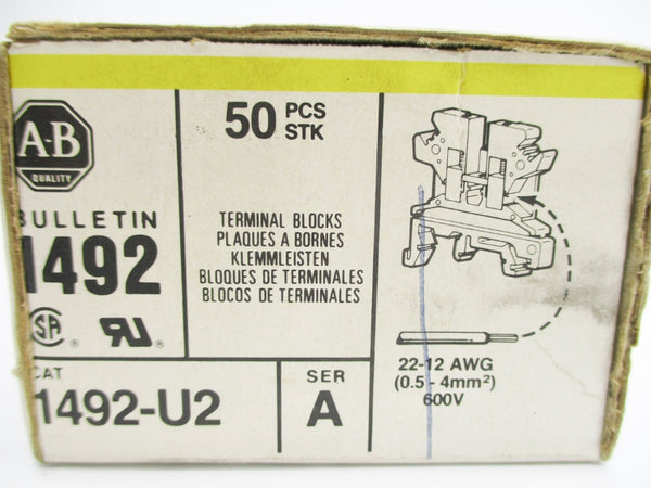 ALLEN BRADLEY 1492-U2 SER. A (PKG OF 50) (BK/YL) NSMP