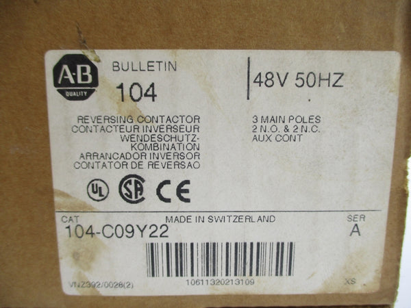 ALLEN BRADLEY 104-C09Y22 SER. A 48V (BR/WH) NSMP