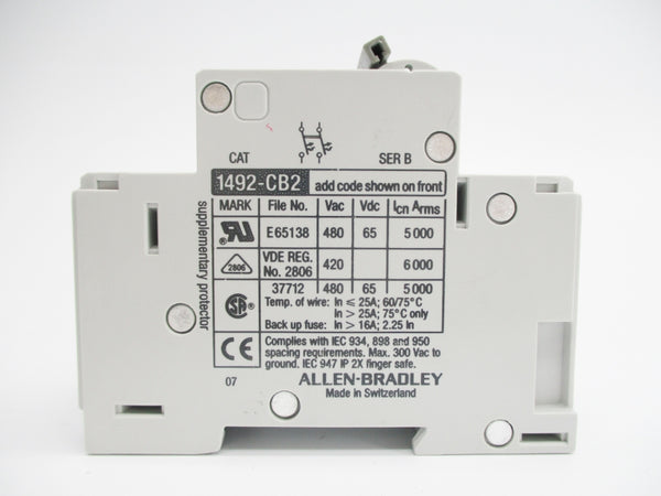 ALLEN BRADLEY 1492-CB2H020 SER. B 2A 480V NSMP