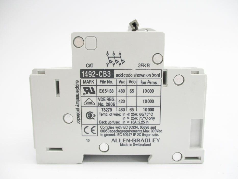ALLEN BRADLEY 1492-CB3G030 SER. B 3A 480V NSMP