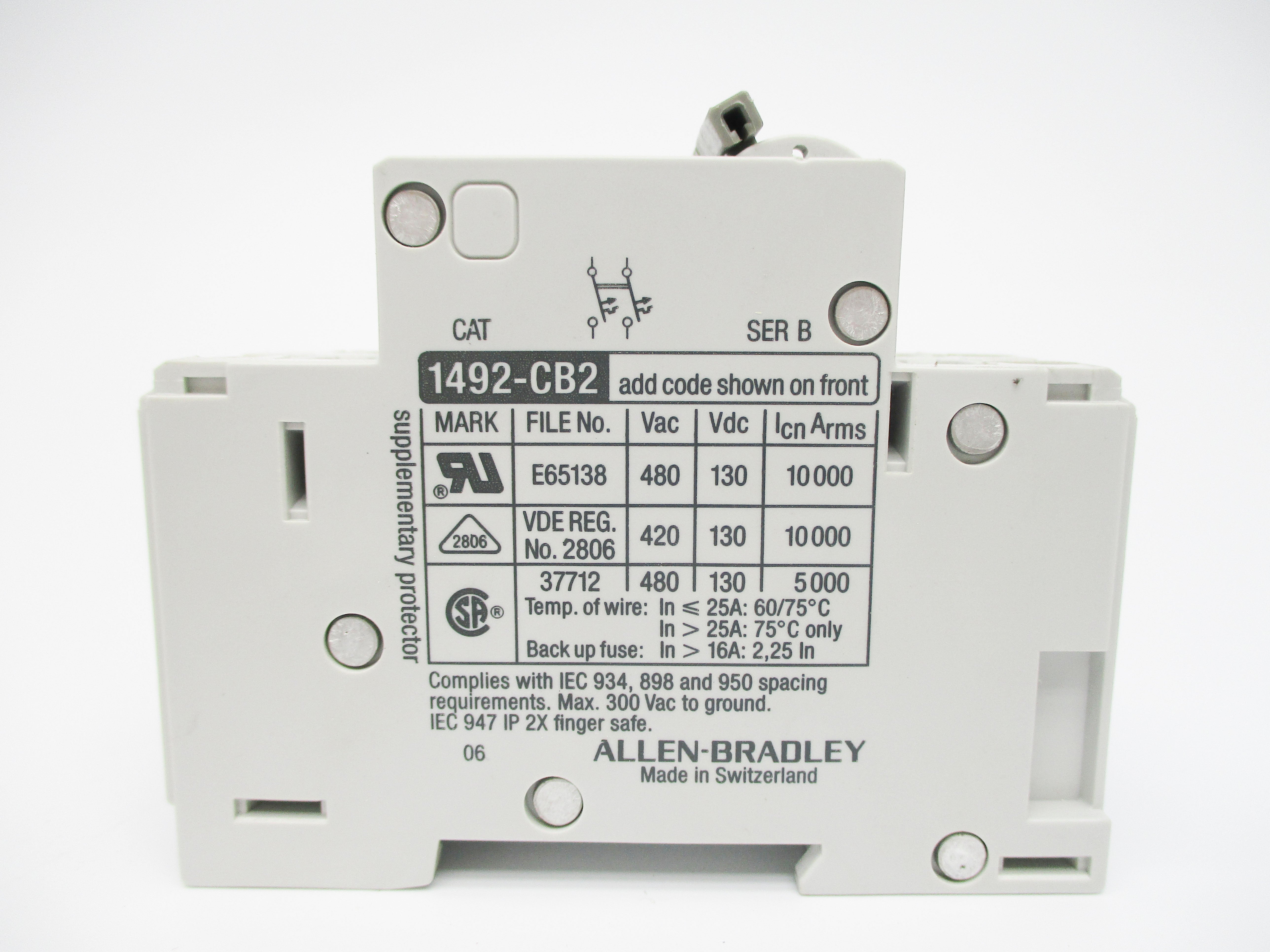 ALLEN BRADLEY 1492-CB2G010 SER. B 480V 1A NSNP