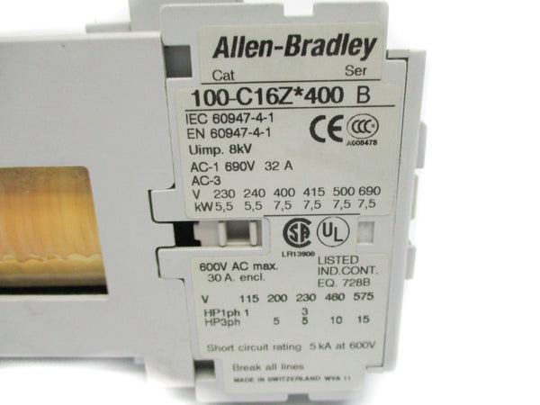 ALLEN BRADLEY 100-C16ZJ400 SER. B 24VDC UNMP