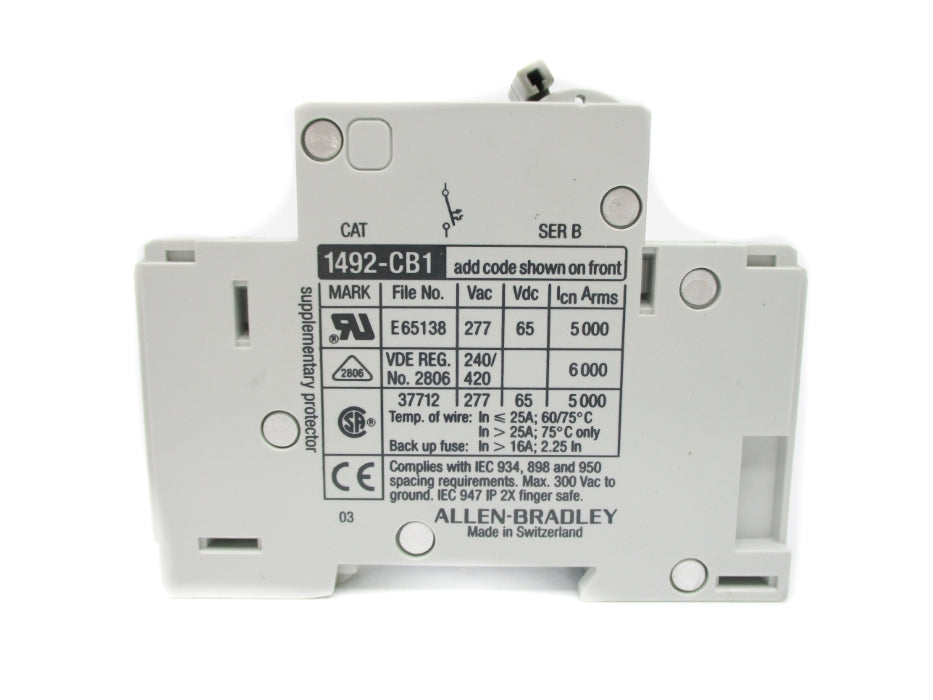 ALLEN BRADLEY 1492-CB1H100 SER. B 10A 277V NSMP