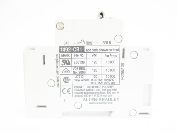 ALLEN BRADLEY 1492-CB1DG100 SER. B 10A 120V NSMP
