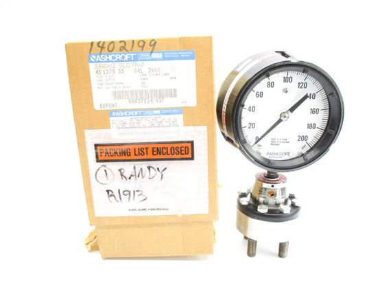 ASHCROFT 45-1279-SS-04L-200# 50102SS04T 200PSI NSMP