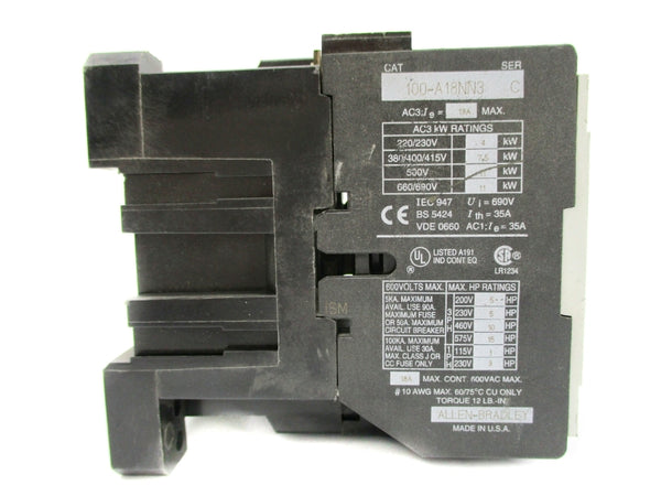ALLEN BRADLEY 100-A18NN3 SER. C 380V (WH) NSMP