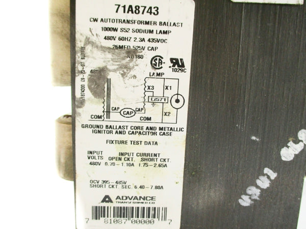 ADVANCE TRANSFORMERS 71A8743 UNMP