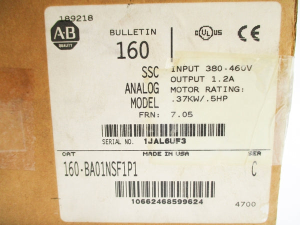 ALLEN BRADLEY 160-BA01NSF1P1 SER. C F/W 7.05 (BR/WH) NSMP