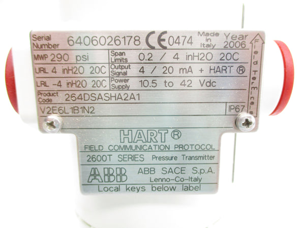 ABB 264DSASHA2A1 V2E6L1B1N2 SER. 2600T 290PSI NSMP