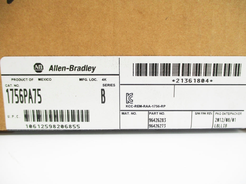 ALLEN BRADLEY 1756-PA75 SER. B DATE: 2012 NSFS