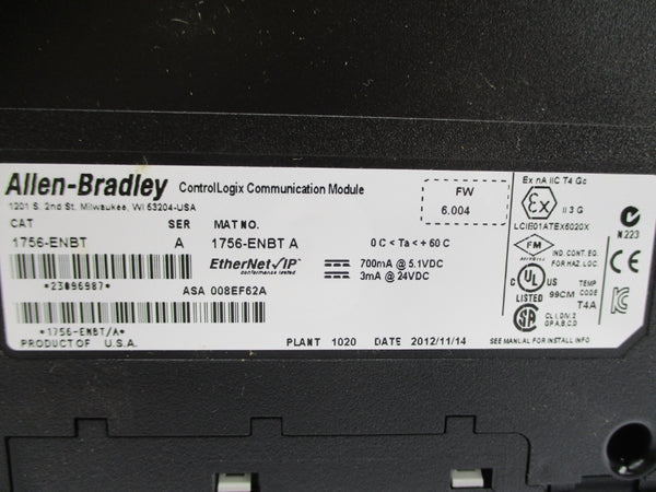 ALLEN BRADLEY 1756-ENBT SER. A F/W 6.004 24VDC NSNP