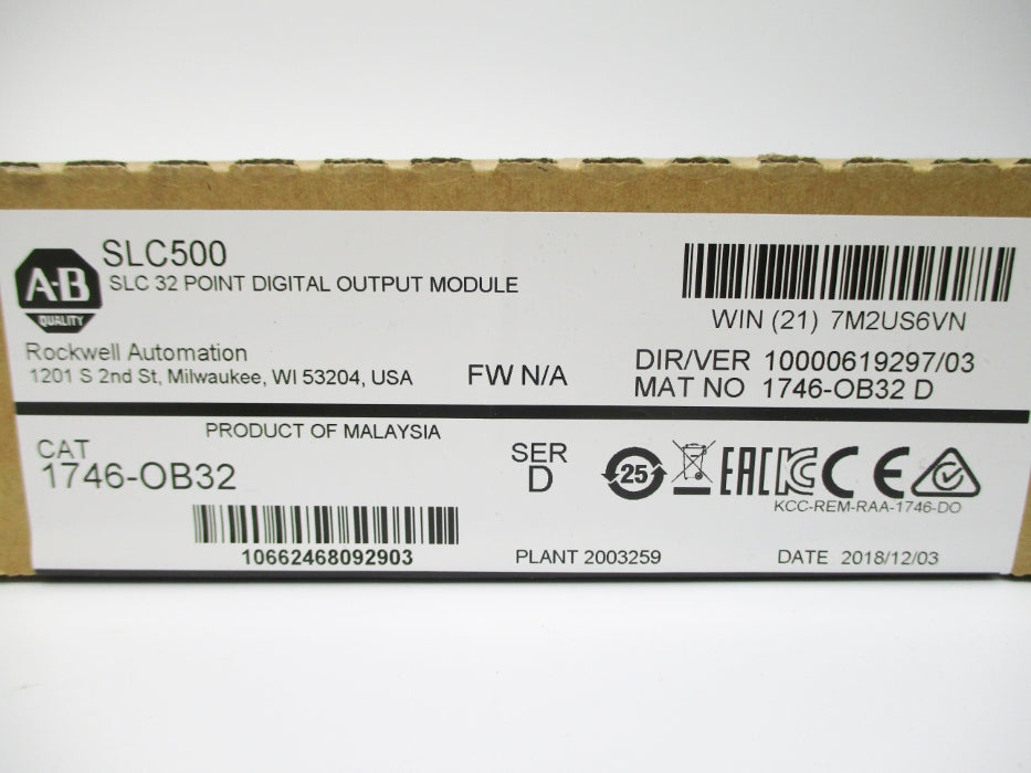 ALLEN BRADLEY 1746-OB32 SER. D DATE: 2018 NSFS