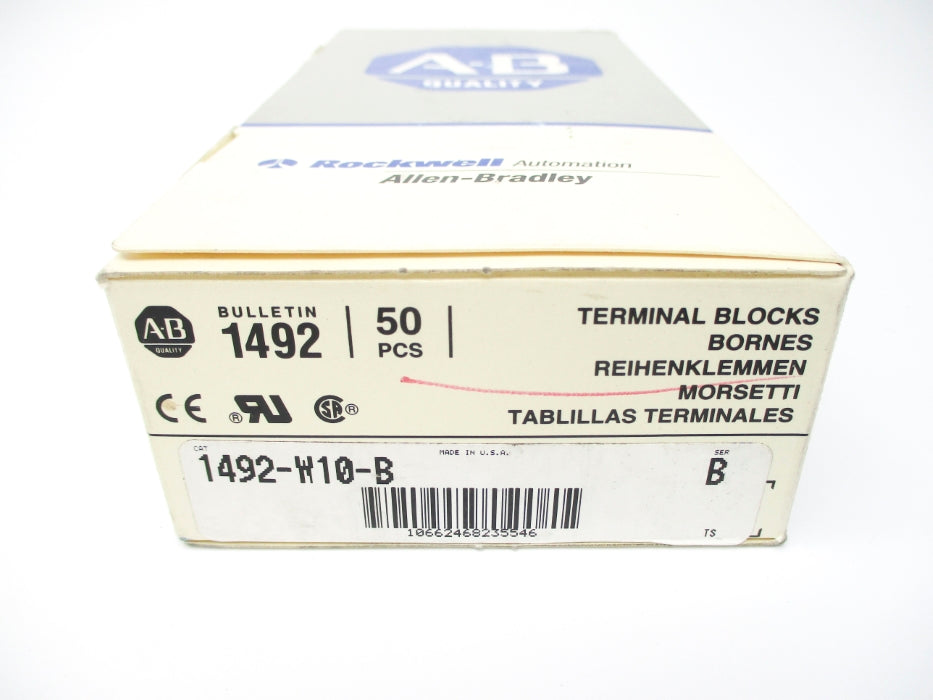 ALLEN BRADLEY 1492-W10-B SER. B (PKG OF 50) (GY/BL) NSMP