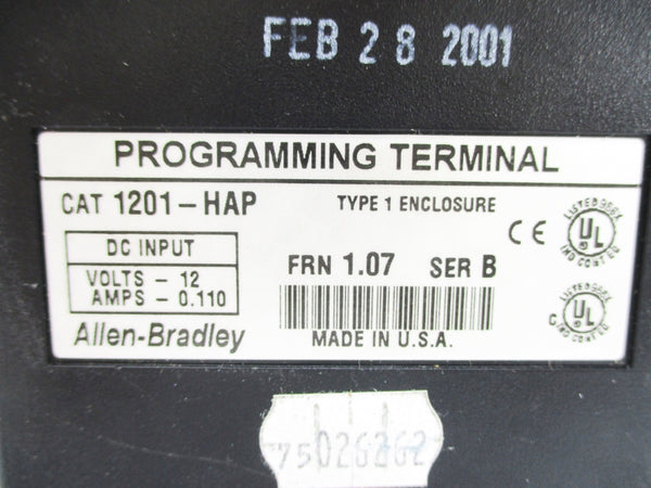 ALLEN BRADLEY 1201-HAP SER. B F/W 1.07 12V 0.110A NSNP