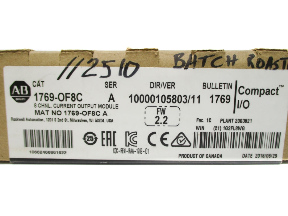 ALLEN BRADLEY 1769-OF8C SER. A 24VDC F/W 2.2 NSMP