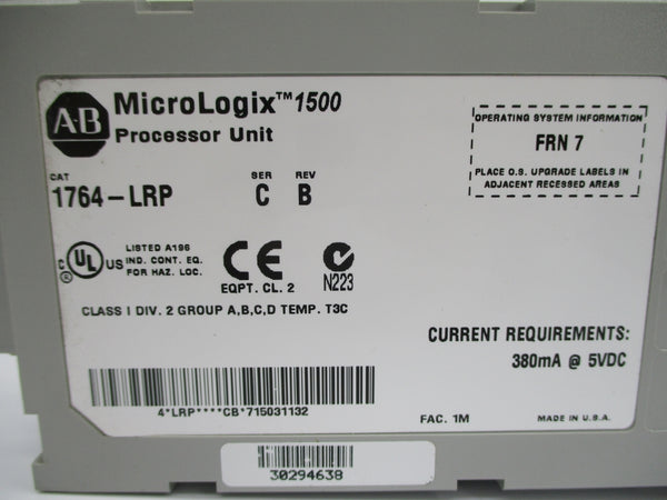 ALLEN BRADLEY 1764-LRP SER. C F/W 7 5VDC NSNP