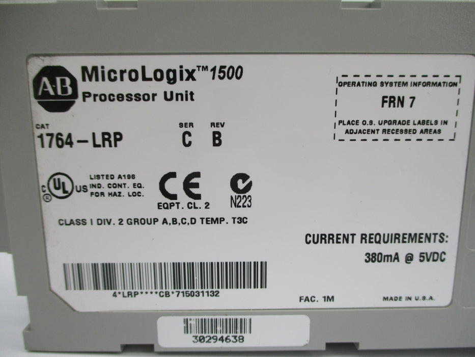 ALLEN BRADLEY 1764-LRP SER. C F/W 7 5VDC NSNP