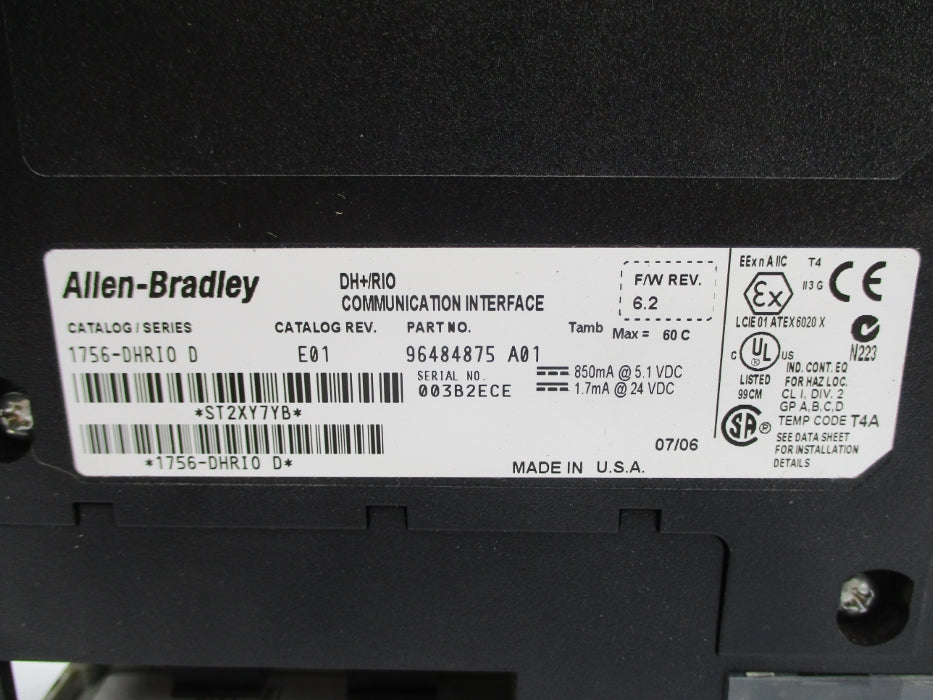 ALLEN BRADLEY 1756-DHRIO SER. D F/W 6.2 NSNP