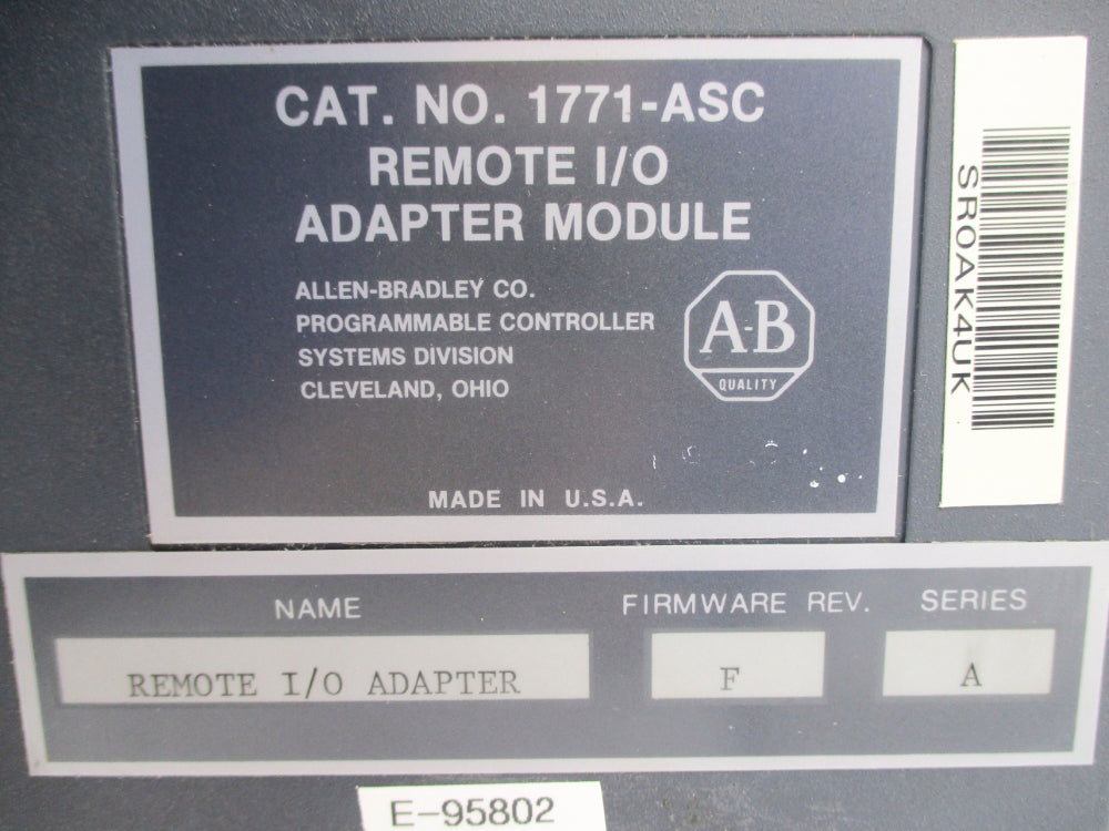 ALLEN BRADLEY 1771-ASC SER. A F/W F UNMP