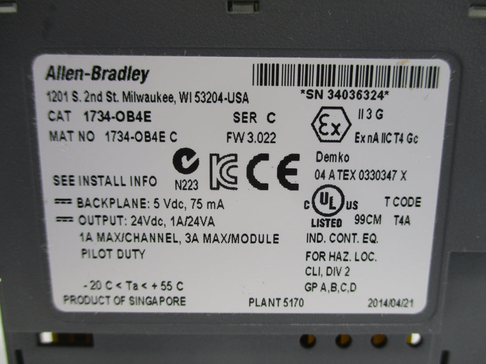 ALLEN BRADLEY 1734-OB4E SER. C F/W 3.022 NSNP