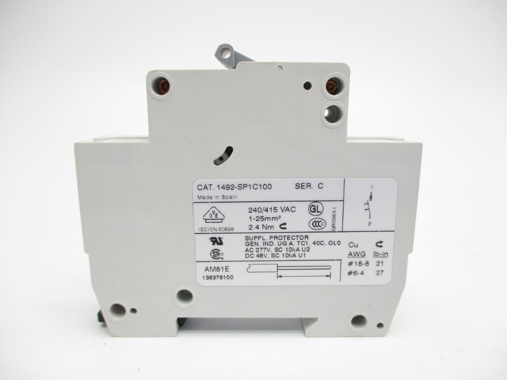 ALLEN BRADLEY 1492-SP1C100 SER. C 10A 240/415VAC NSMP