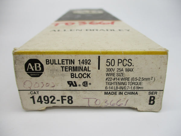 ALLEN BRADLEY 1492-F8 SER. B (PKG OF 50) (BK/OR) NSMP