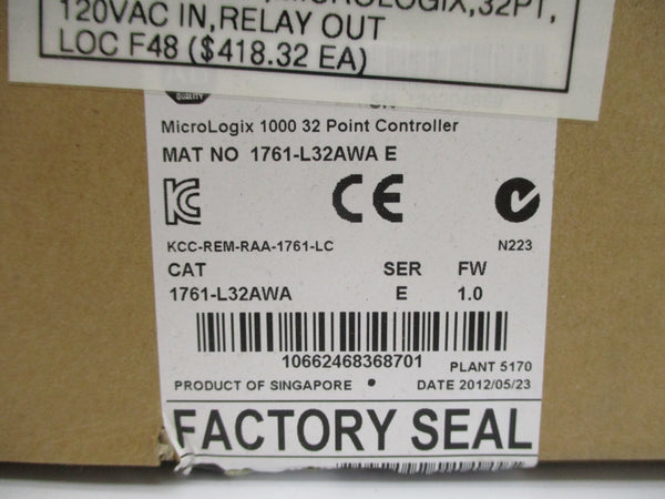ALLEN BRADLEY 1761-L32AWA SER. E F/W 1.0 100/120VAC NSMP