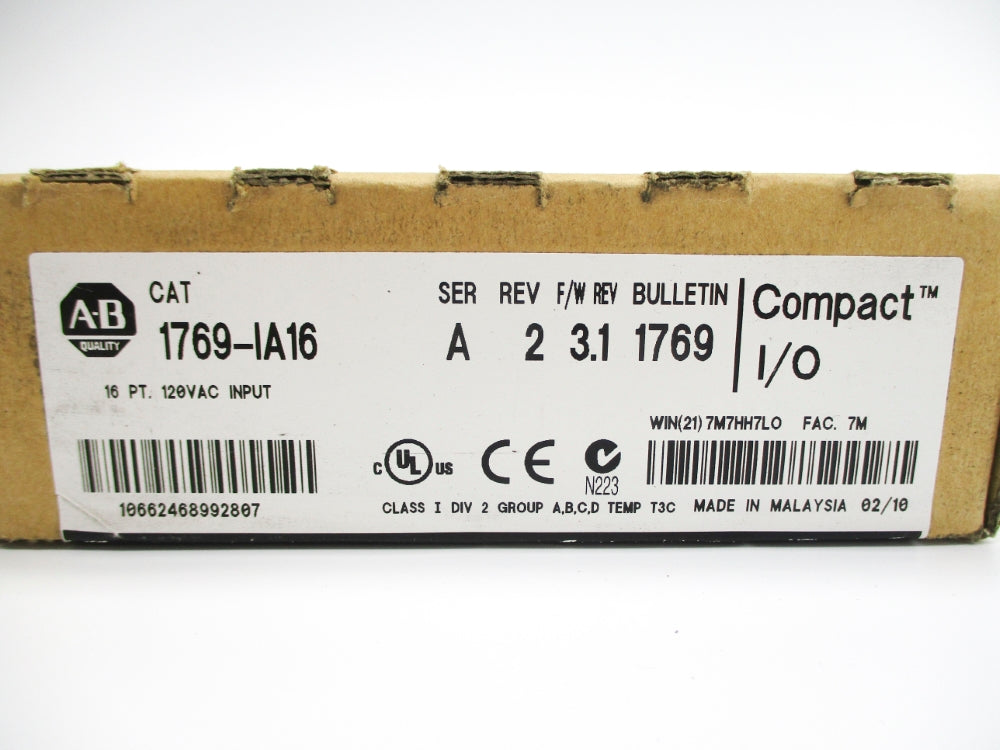 ALLEN BRADLEY 1769-IA16 SER. A F/W 3.1 120VAC DATE: 2010 NSFS