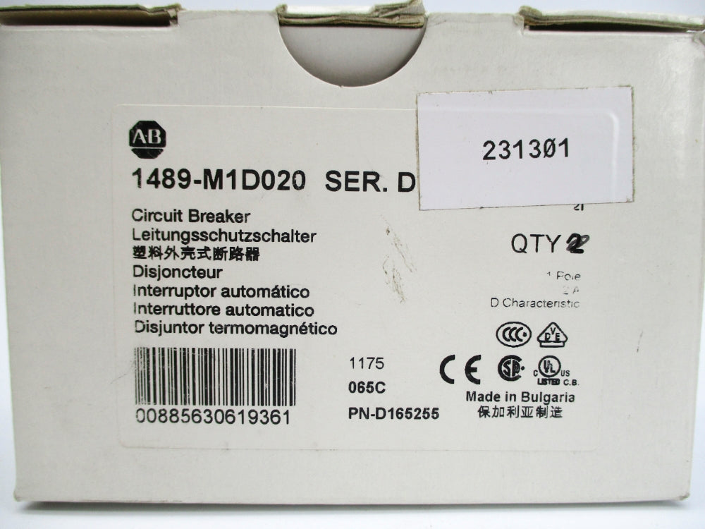 ALLEN BRADLEY 1489-M1D020 SER. D 2A 277V NSMP