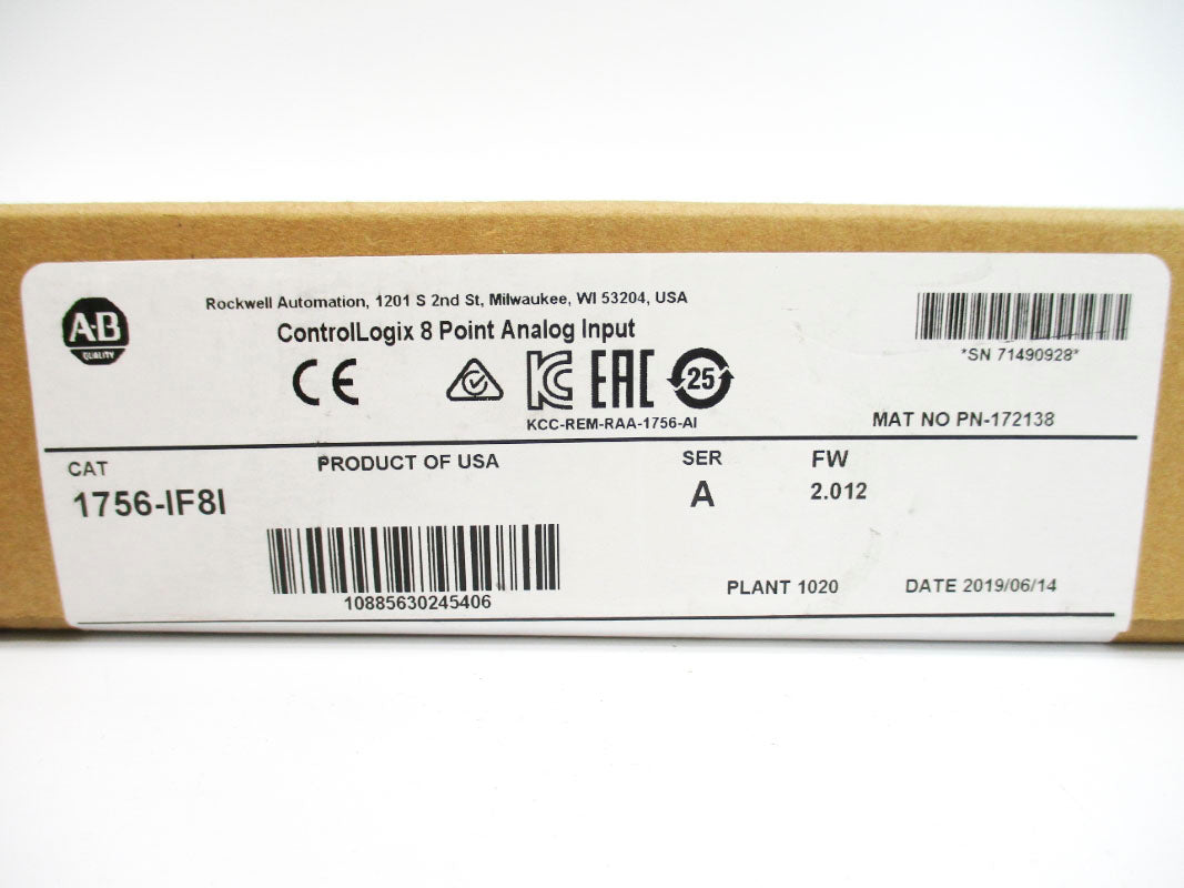ALLEN BRADLEY 1756-IF8I SER. A F/W 2.012 DATE: 2019 NSFS