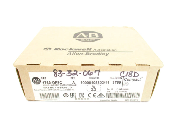 ALLEN BRADLEY 1769-OF8C SER. A F/W 2.2 DATE: 2019 NSFS