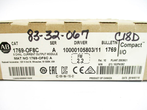ALLEN BRADLEY 1769-OF8C SER. A F/W 2.2 DATE: 2019 NSFS