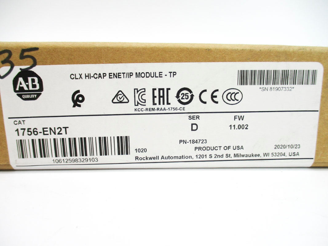 ALLEN BRADLEY 1756-EN2T SER. D F/W 11.002 DATE: 2020 NSFS