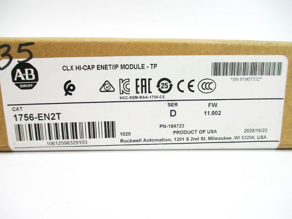 ALLEN BRADLEY 1756-EN2T SER. D F/W 11.002 DATE: 2020 NSFS