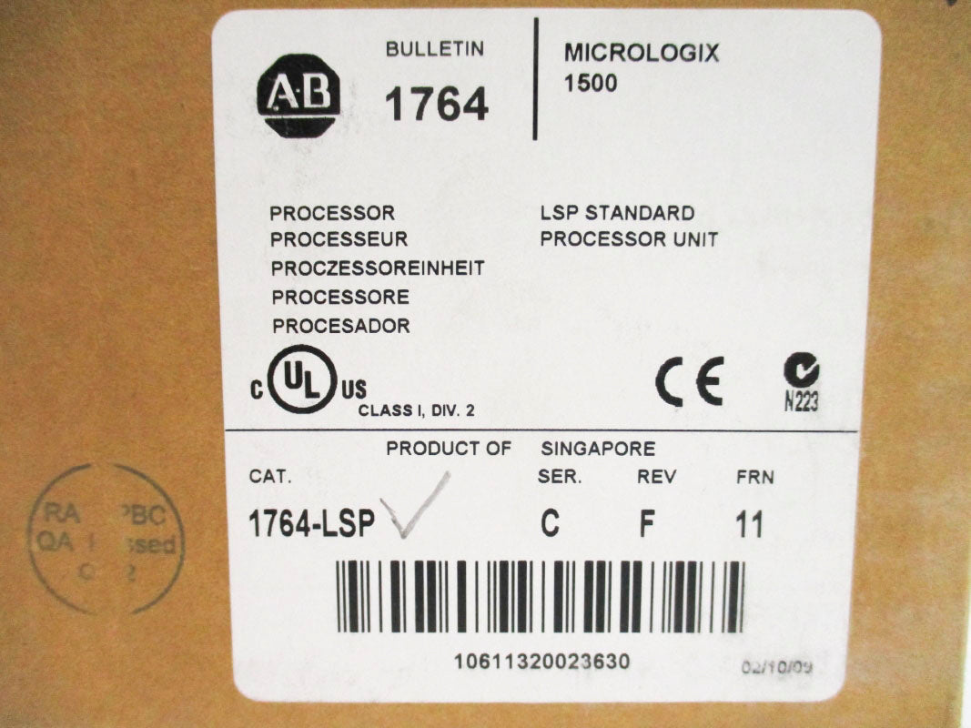 ALLEN BRADLEY 1764-LSP SER. C F/W 11 DATE: 2009 NSFS