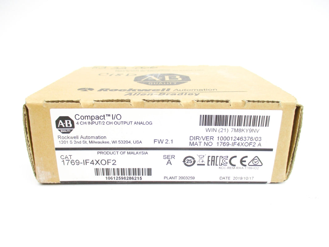 ALLEN BRADLEY 1769-IF4XOF2 SER. A F/W 2.1 DATE: 2019 NSFS