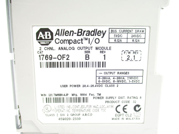 ALLEN BRADLEY 1769-OF2 SER. B F/W 2.1 24VDC 0.12A NSNP