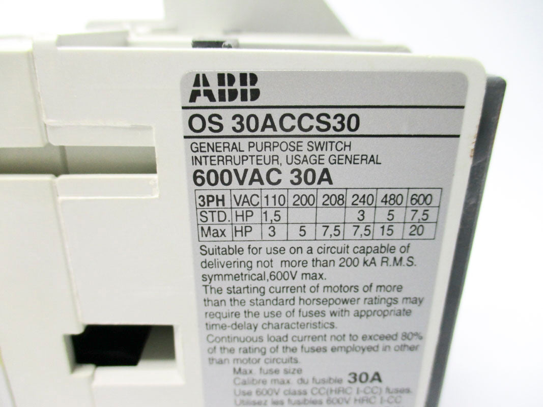 ABB OS30ACCS30 600VAC 30A NSNP
