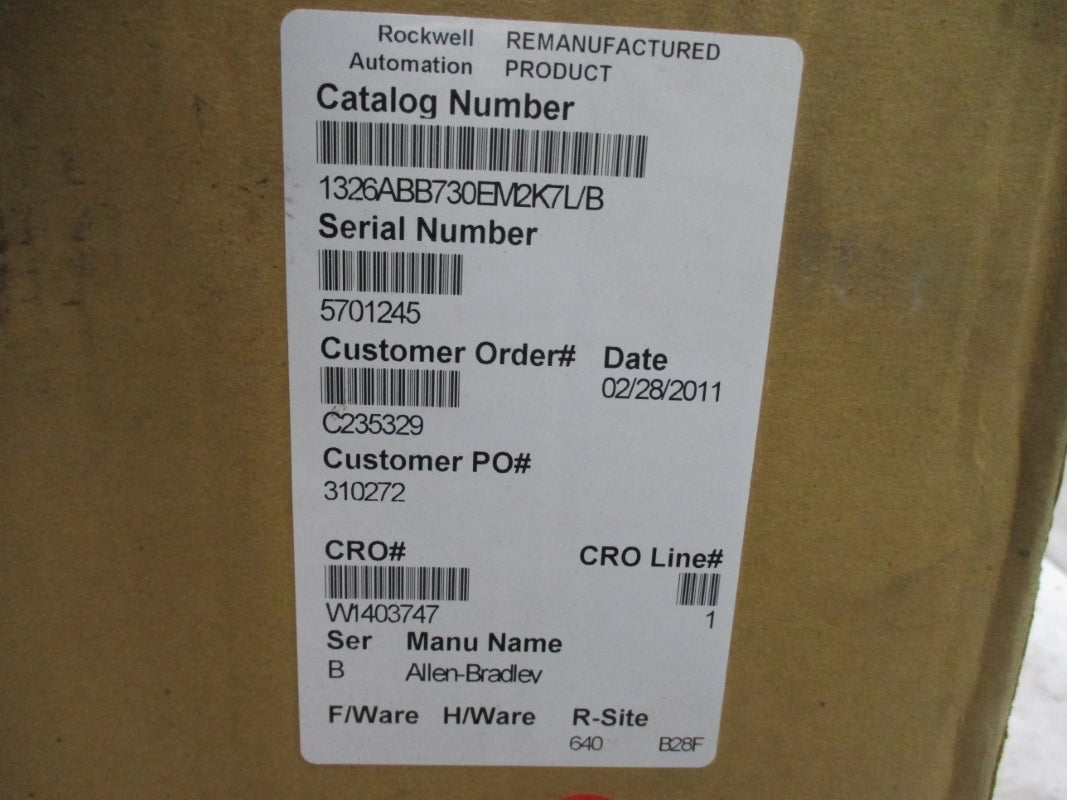 ALLEN BRADLEY 1326AB-B730E-M2K7L SER. B REMAN
