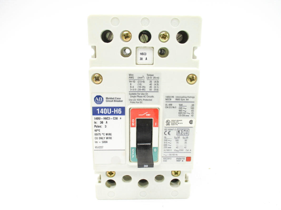 ALLEN BRADLEY 140U-H6C3-C30 SER. A 30A 480V NSMP