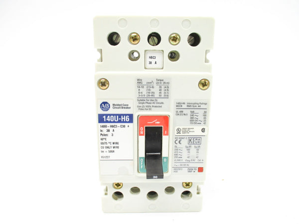 ALLEN BRADLEY 140U-H6C3-C30 SER. A 30A 480V NSMP