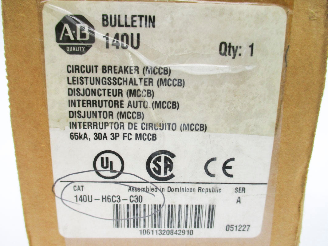 ALLEN BRADLEY 140U-H6C3-C30 SER. A 30A 480V NSMP
